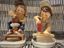 LOT OF TWO 1978 Hummel Goebel Frobek Todays Children Boy Drill & Pottery Figures picture