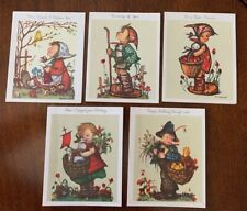 5 Vintage Hummel Art Friendship & Belated Birthday Greeting Cards ~ W. Germany picture