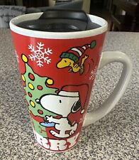 Galerie Peanuts “Be Jolly, Be Merry” Tall Christmas Mug/cup Snoopy Charlie Brown picture