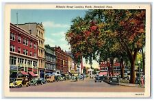 1940 Atlantic Street Looking North Classic Cars Stamford Connecticut CT Postcard picture