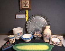 Vintage Farmhouse Lot Star Pie Tin, Crock Vase & Rooster candle, & more #1201L76 picture