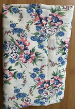 Feed Sack Cotton Fabric Pink Blue Floral Print 38 x 44 VTG 1940's picture