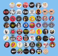 Rock and Roll 1.25 Inch  Buttons lot of 60 Pins Badges 60's 70's 80's 90's picture