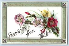 Waterloo Iowa IA Postcard Greetings Border Flowers And Leaves c1910's Antique picture