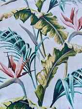 1930's Tropical Tangerine Aqua & Banana Art Deco MIAMI Barkcloth Vintage Fabric picture