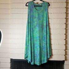 New w/o Tags Hawaiian Dress. One Size Fits All; Blue-Green Leaf pattern picture