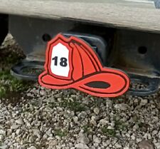 Personalized # Firefighter Helmet Trailer Hitch Cover. Self-locking