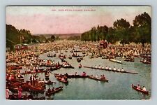 Henley-On-Thames, UK-United Kingdom, Oar Boats People Gathered, Vintage Postcard picture