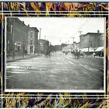 c1910 Marshall, Mich. State St. Litho Photo Postcard Horse Carriage Downtown A27 picture
