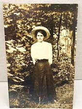 Real Photo Postcard Early 1900s Young Woman Portrait in Garden RPPC picture