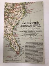 National Parks May 1958 National Parks Monuments & Shrines Of US & Canada Map picture