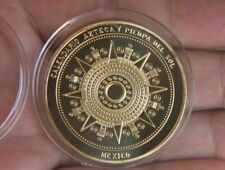1 Pcs Maya Calendar Plated Coin Souvenir Mayan Aztec Badge Pin Mexico Gift Gold picture