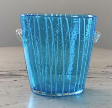 MCM Venini Disaronno Murano Italian  Hand Blown Art Glass Blue Swirl Ice Bucket picture