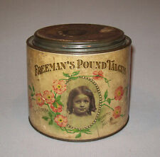 Old Antique Vtg Ca 1900s Freeman's Pound Talcum Talc Tin Beautiful Child Graphic picture