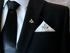 Masonic Plain White Pocket Square with Silver embroidered Freemasons SC&G picture