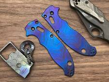 Flamed TOPO engraved Titanium scales for Spyderco MANIX 2 picture