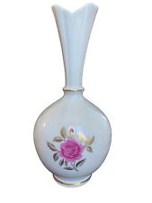 Lenox China Rhodora Rose Bud Vase 24k Gold Trim & Leaves Made In USA 8
