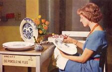 THE NETHERLANDS. GIRL PAINTING A PLATE. ROYAL DELFT WARE FACTORY picture