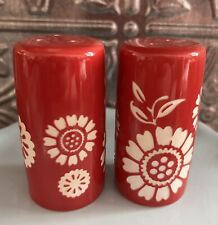 Clay Art Etched Floral Salt & Pepper Shakers In Red picture
