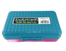 Vintage 90s Spacemaker Pencil Case Box 8x5 Teal Magenta Pink USA Newell Office picture