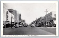 Richmond CA~MacDonald Avenue~Fox Theatre~Woolworth~Harold's~1940s Cars~B&W PC picture