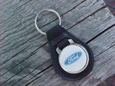 1990s FORD BLUE OVAL LEATHER KEY FOB VINTAGE NOS LICENSED CAR or TRUCK picture