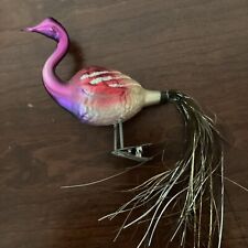 Vtg Glass Clip On Bird Christmas Ornament Tinsel Tail picture