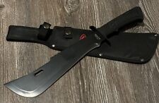 16” Mini Machete Black Rubber Handle Hilt Panga Sheath Belt Loop Sharp Stealth picture