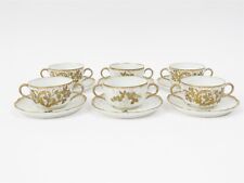 Set of 6 LS & S Limoges Double Handled Bouillon Soup Cups with Saucers  picture