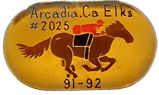 ELKS BPOE #2025 Arcadia CA 1991-1992 Horse Racing Lapel Pin picture