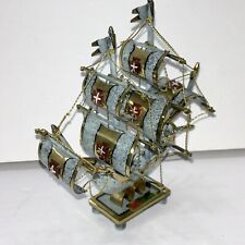 Vintage Decorative Filigree Sailing Brass Metal Ship Made in Portugal picture
