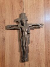 Vintage Modernistic Church Bronze Cross Crucifix Corpus Wall picture