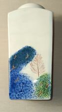 Lovely 9 inch tall Spectrum Landscape Vase. Tree Design in Blue, Grn, Brown picture