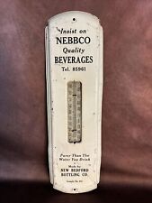 1940's NEBBCO Quality Beverages Thermometer Soda Tin Sign New Bedford Mass MA picture