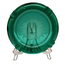 Vintage Emerald Green Glass Starburst Design Ashtray 6.5