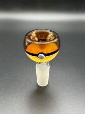 14mm Pokémon Yellow Pokeball Male Glass Bowl Piece Slide Replacement picture