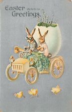 c1910 Anthropomorphic Rabbits Driving Car Dressed Humanized Fantasy Easter P303 picture