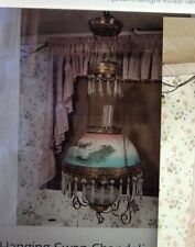 Atq 1890’s Victorian Kerosene/Oil Hanging Parlor Kerosene Lamp Hand Painted Swan picture