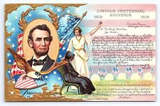 Postcard Abraham Lincoln Centennial Souvenir Martyred President Birthday No. 1 picture