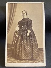 CDV Civil War Era Carte de Visite Photo 1860s Woman in Beautiful Fabric Dress picture