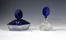New Martinsville Glass #18/2 Queen Ann Cologne & Dresser Box Cobalt Blue picture
