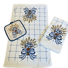 VTG ROYAL TERRY B&D Lot of 3 Kitchen Linens 2 Towels & Potholder Royal Wheat NEW picture