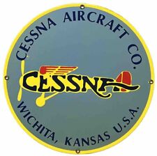 VINTAGE CESSNA AIRCRAFT CO PORCELAIN SIGN AIRPLANE HANGAR GAS STATION MOTOR OIL picture