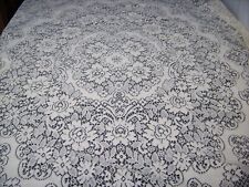 Vtg Quaker Lace Cream Oval Tablecloth 68 x53