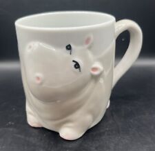 Hippo Mug Ceramic 3D Relief Smiling Painted Glazed Finish picture
