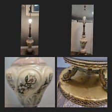 vintage Capodimonte porcelain Ceramic Lamp Floral Dolphin Feet Brass Table Lamp  picture