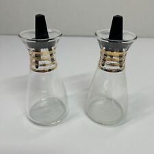 Vintage - Pyrex Atomic Mid-Century ￼Gold Band Salt and Pepper Shakers 50’s picture