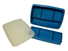Vintage TUPPERWARE Tuppercraft 767-14 STOW N' GO ORGANIZER 3 pc Blue picture