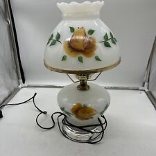 Vintage 1960s Hurricane Milk Glass Lamp Yellow Flowers Gone with the Wind Works picture
