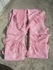 Vintage 80's  Pink Floral Lace Long Panel Valance Attached Curtains Set of 4 picture
